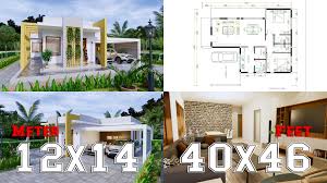 Design the perfect kitchen online! New House Design 12x14 Meter 40x46 Feet 2 Beds Samhouseplans