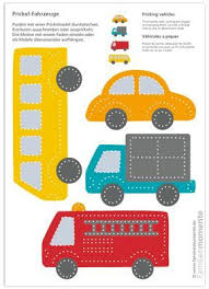 Fahrzeuge Zum Prickeln Eines Mobiles Bastelbogen Mit Vier Fahrzeugen Bus Auto Lastwagen Und Feuerwehrauto Auto Basteln Fahrzeuge Feuerwehrauto