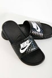Black And White Nike Slides Womens Nike Benassi Jdi Slide Sandal I Wear James All The Time Even Though It Is Too Big For Me So Comfortable Womens Sandals Nike Benassi Nike