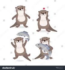 Cute Otter And Fish Vector Happy Animal Wildlife Cartoon Character Set Ad Affiliate Vector Happy Fish Cute Happy Animals Fish Vector Cute