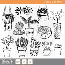 12 Hand Drawn House Plant Doodles Clipart For Diy Etsy Plant Doodle How To Draw Hands Plant Drawing