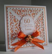 Handmade Birthday Cards For Women Peach Orange 60th Birthday Card Using Spellbinders Gold Elements And Floral Ovals 60th Birthday Cards 80th Birthday Cards 90th Birthday Cards
