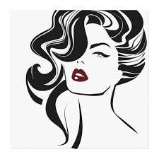 Beautiful Woman Black And White Drawing Retro Girl Red Lips Retro Girls Woman Face Face Drawing
