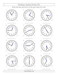 The Reading Time On 12 Hour Analog Clocks In 5 Minute Intervals D Math Worksheet From The Time Works Time Worksheets Telling Time Worksheets Clock Worksheets