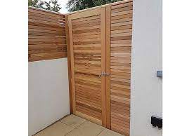 Rustic garden gate to country herb and vegetable garden. 90cm Wide Cedar Slatted Garden Gate Square Edge Slats With 7mm Gaps Contemporary Fencing