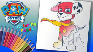 Chase, marshall, rubble, rocky, everest, skye & zuma. Mighty Pups Paw Patrol Coloring Pages For Kids How To Color Marshall Paw Patrol Coloring Book Youtube