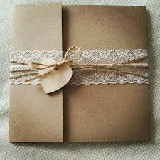 Rustic Pocketfold Wedding Invitation With Lace Finished With Wedding Invitations Rustic Pocket Fold Wedding Invitations Rustic Invitations