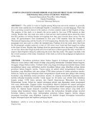 Pdf Corpus Linguistics Based Error Analysis Of First Year Universiti Teknologi Malaysia Students Writing