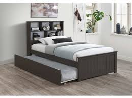 Myer Grey Single Bed With Trundle Hardwood Frame Grey Single Bed Trundle Bed Kids Single Beds