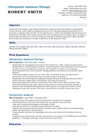 Chiropractic Assistant Resume Samples Qwikresume