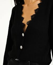 Achetez les chemisier blanc dentelle : Gilet Col En Dentelle Noir 408338899a08 Pimkie