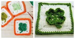 There are three dishcloth knitting patterns included. Clover Afghan Granny Square Free Crochet Pattern
