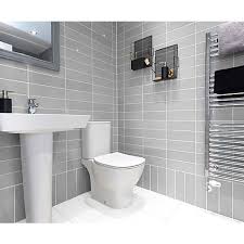 Light grey floor tiles with grey grout. Wickes Soho Light Grey Ceramic Wall Tile 300 X 100mm Wickes Co Uk
