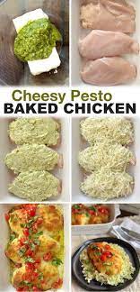 Cheesy Pesto Baked Chicken Recipe In 2021 Chicken Pesto Recipes Chicken And Cheese Recipes Baked Pesto Chicken
