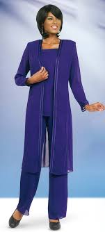 Misty Lane 13062 Purple Three Piece Womens Pant Suit For Church Choir