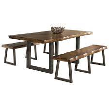Shopstyle.com has been visited by 100k+ users in the past month 3pc Emerson Rectangle Dining Set With 2 Benches Natural Hillsdale Furniture Target