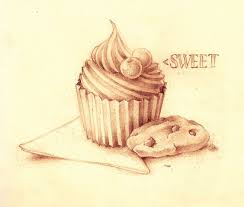 Cupcake And Cookies In Pencils Cupcake Drawing Pencil Drawings Cake Drawing
