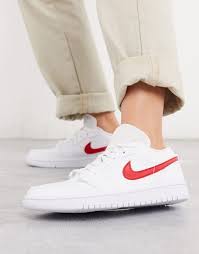 Nike Air Jordan 1 Low Sneakers In White And Red Asos In 2020 Nike Shoes Women Nike Shoes Women Fashion Nike Shoes Outfits