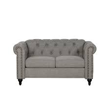 Find a comfortable sofa for your living room. 2 Piece Nailhead Trim Sofa And Loveseat Set In Gray 1968950 Pkg