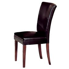 set of 2 vinyl dining chairs wood brown