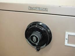 Another in a locked file cabinet, and the last in a safe in the basement. Shaw Walker G1 4 Drawer Fireproof Filing Cabinet With Padlock Slot As Is Recycledgoods Com