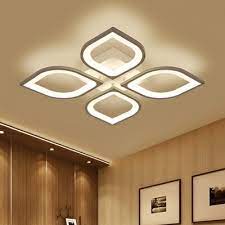 4 6 Heads Petal Semi Flush Light Monochromatic Led Ceiling Light With White Metal Canopy Interior Ceiling Design Pop False Ceiling Design Bedroom False Ceiling Design