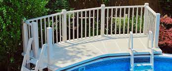 The plastic or vinyl cover is inflated with an air blower and held in place with water weights or deck anchors. Above Ground Pool Decks
