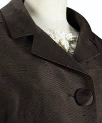 Balenciaga Haute Couture Tailleur Du Soir Jupe Longue Veste Et Blouse Shantung Chocolat Van Dyck Et Broderies De La Maison Rebe 1962