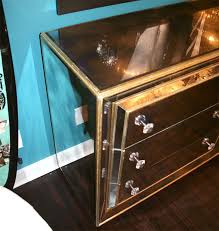 Custom Smoked Mirrored Dresser With Gold Leaf Wood Trim Wood Trim Dresser With Mirror Wood