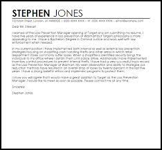 Loss Prevention Manager Cover Letter Sample Cover Letter Templates Examples