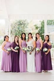 Bridesmaid Dress Ideas Purple Lilac Eggplant Matching Colors Different Necklines Kimberli Mizumoto In 2020 Bridesmaid Dresses Bridesmaid Wedding