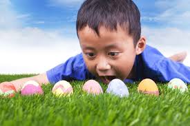 Easter egg hunt stock photo. Image of field, dyed, face