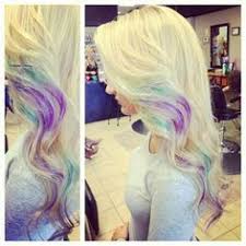 Purple And Green Streaks In Blonde Hair Colors Ideas Bright Hair Colors Hair Styles Bright Hair