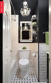 Before After A Boring Bathroom Gets Some Dark Drama Small Bathroom Bathroom Interior Bathroom Floor Tiles