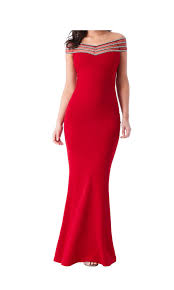 Dr991 Red City Goddess Diamante Off The Shoulder Dress Fab