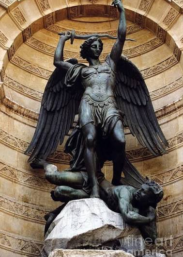 Paris Saint Michael Archangel Statue Monument - St. Michael Fountain Square Greeting Card by Kathy Fornal