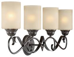 Kira Home Villa 31 Bathroom Light Amber Glass Shades Oil Rubbed Bronze Traditional Bathroom Vanity Lighting By Modum Decor