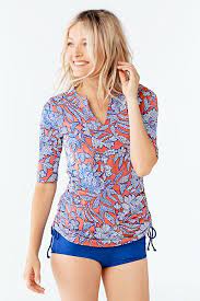 Women S Adjustable Tunic Swim Rash Guard Kinetic Floral From Lands End 49 Women Swimsuits Women Swim Rash Guard