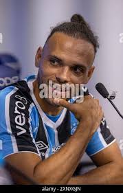 Porto Alegre, Brazil. 02nd Aug, 2024. The player Martin Braithwaite (DEN),  is presented as Gremio's new reinforcement, at CT Presidente Luiz Carvalho,  in Porto Alegre