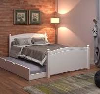 Cama Casal de Madeira Maciça e MDF Athenas com Cama Auxiliar Totalitá -  Camas de Casal de Madeira Maciça