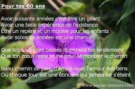 Mode 60 ans et plus : Poeme D Anniversaire Pour Les 60 Ans D Une Personne