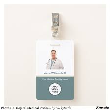 Photo Id Hospital Medical Professional Name Badge Zazzle Com Name Badges Medical Professionals Badge
