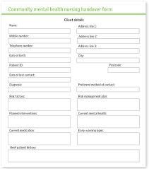Developing A Community Mental Health Nursing Handover Form