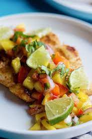 Grilled Halibut With Spicy Mango Salsa Unicorns In The Kitchen Grilled Halibut Recipes Halibut Recipes Halibut Recipes Healthy