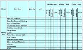 House Building Costs Table 2 Estimate Template How To Plan Masonry