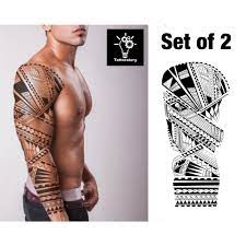 Men Temporary Tattoo Sleeve Polynesian Tattoo Sleeve Maori Etsy Tatouage Temporaire Tattoo Bras Homme Tatouage Polynesien