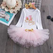 Comprar Roupas De Bebe Das Meninas Baby Girl 1 Year Birthday Tutu Dress Toddler Girls 1st Birthday Party Christening Outfits Princess Costumes For 12 Months Girls