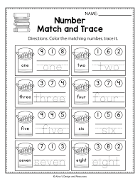 Back To School Kindergarten Worksheets Back To School Match And Trace Numbers Kind Kindergarten Worksheets Kindergarten Worksheets Printable Math Worksheets