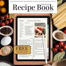 Digital Recipe Book For Ipad Goodnotes Notability Hyperlinked Portrait Meal Planner Digital Recipe Book Recipe Book Recipe Book Templates