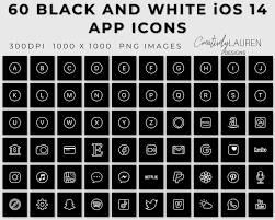 60 Black And White Ios 14 App Icons Ios 14 Icons Black And Etsy App Icon Alexa App Grocery Shopping App